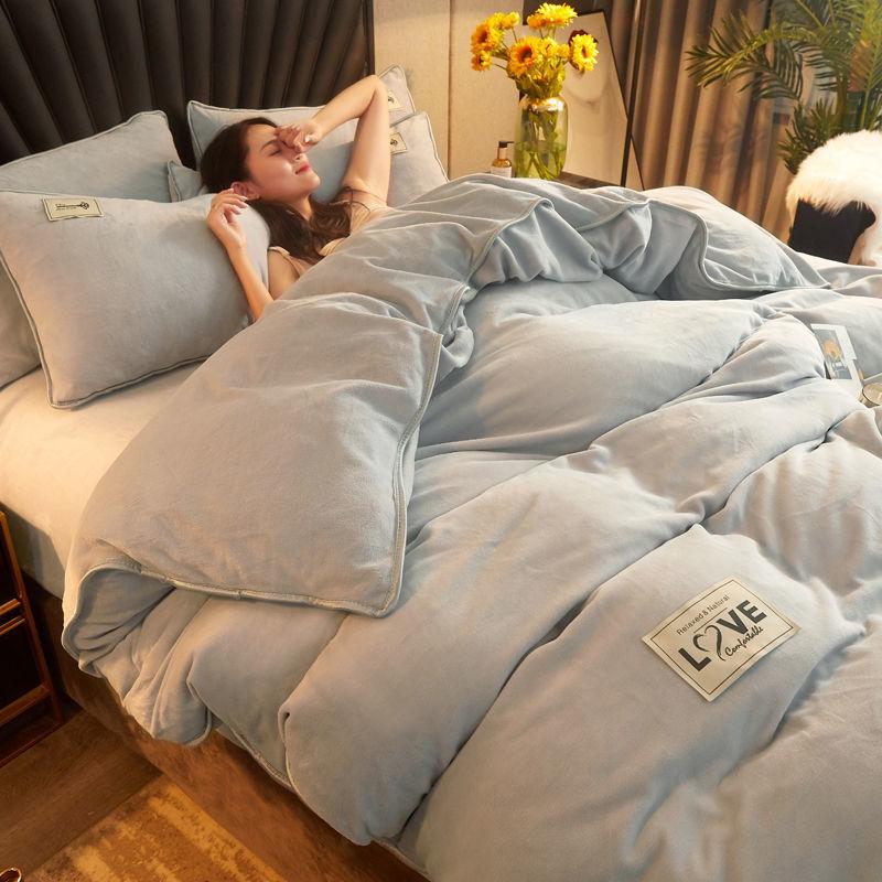 Verdickter Milch-Bettbezug, doppelseitige Flanell-Bettwäsche, Kristall-Samt-Bettbezug 200*230cm von Joom DACH