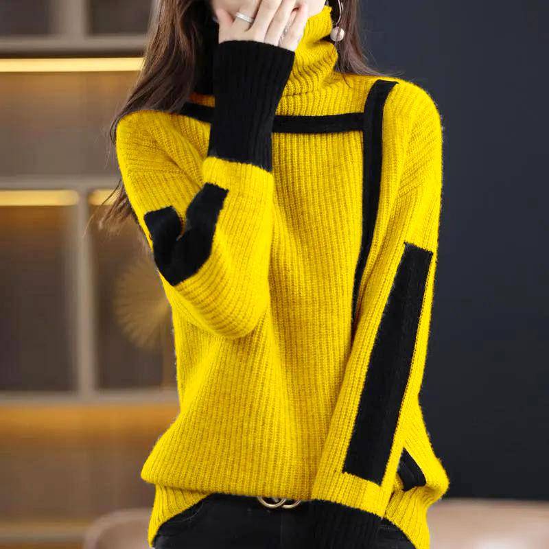 Verdickter Retro-Pullover Rollkragen Herbst und Winter Lockerer Pullover Innenstrickpullover Bottoming Top Damen L gelb Verdickter Retro-Pullover Rollkragen Herbst und Winter Lockerer Pullover Innenstrickpullover Bottoming Top Damen L gelb von Joom DACH