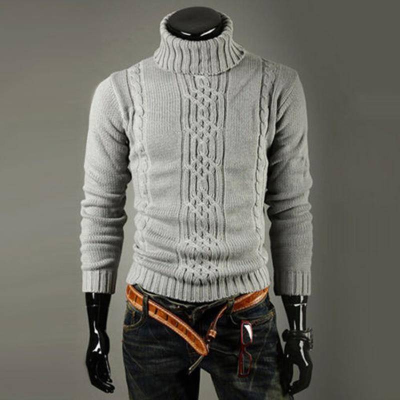 Verdickter Rollkragenpullover für Herren im Herbst und Winter, gestrickter langärmeliger bestickter Pullover 3XL von Joom DACH