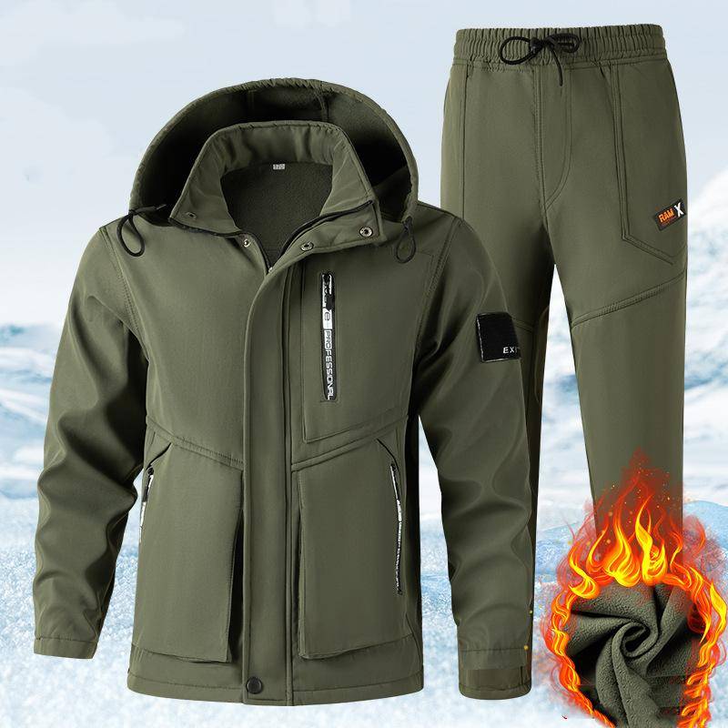 Verdicktes Schneewärmer-Set für Herren in Übergröße, Sport-Arbeitsanzug, Jacke + Hose, 2-teiliges Set S von Joom DACH