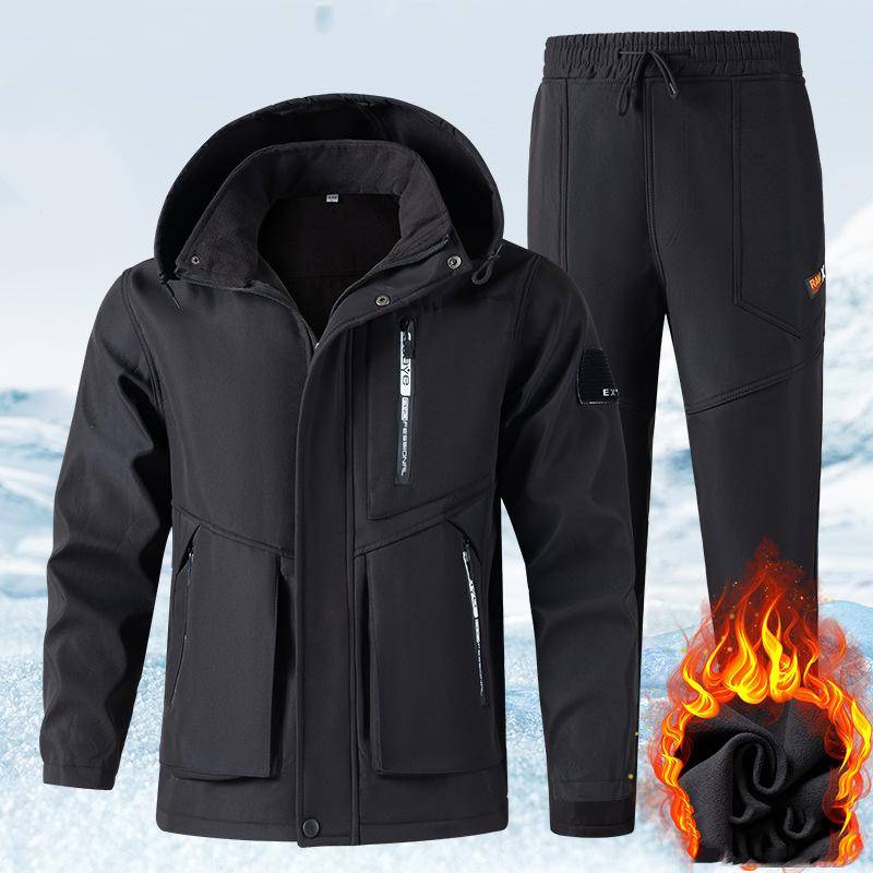 Verdicktes Schneewärmer-Set für Herren in Übergröße, Sport-Arbeitsanzug, Jacke + Hose, 2-teiliges Set S von Joom DACH