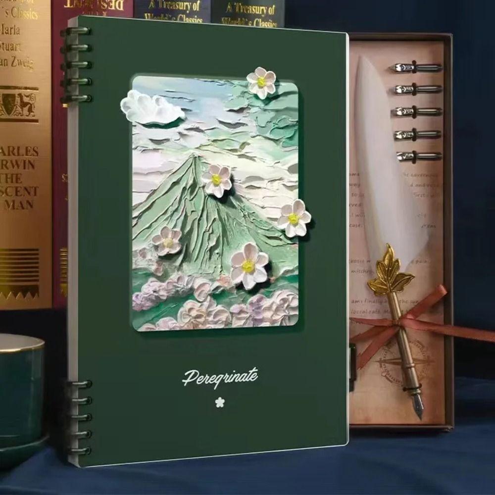 Verdickung Abdeckung Füllstoff Papier Notebook Ölgemälde Student Tagebuch Notizblock Lose-blatt Buch Journal A4 grün von Joom DACH