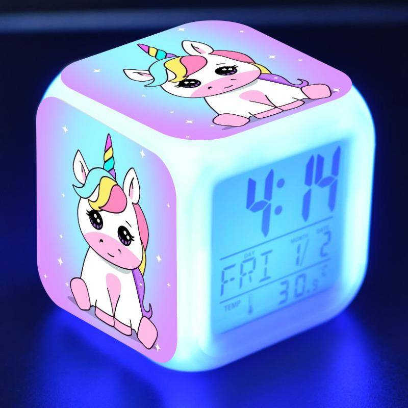 Verfärbung Einhorn Wecker Kreative Nachtlicht Led Digital Wecker Student Schreibtisch Uhr kinder Geschenke von Joom DACH