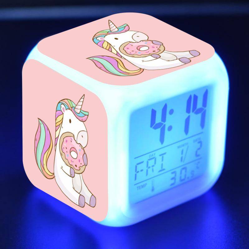 Verfärbung Einhorn Wecker Kreative Nachtlicht Led Digital Wecker Student Schreibtisch Uhr kinder Geschenke von Joom DACH