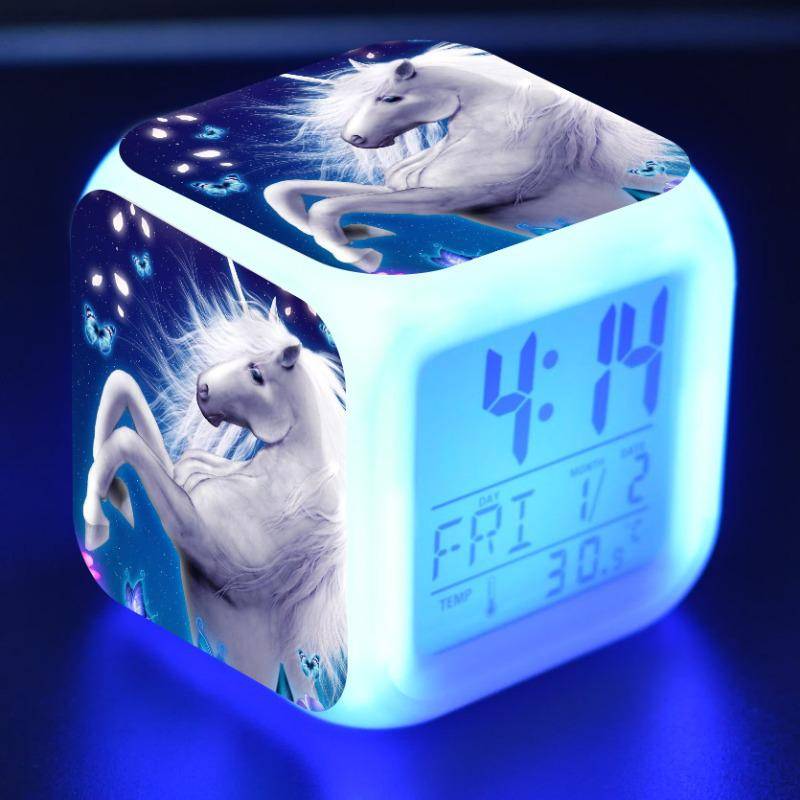 Verfärbung Einhorn Wecker Kreative Nachtlicht Led Digital Wecker Student Schreibtisch Uhr kinder Geschenke von Joom DACH