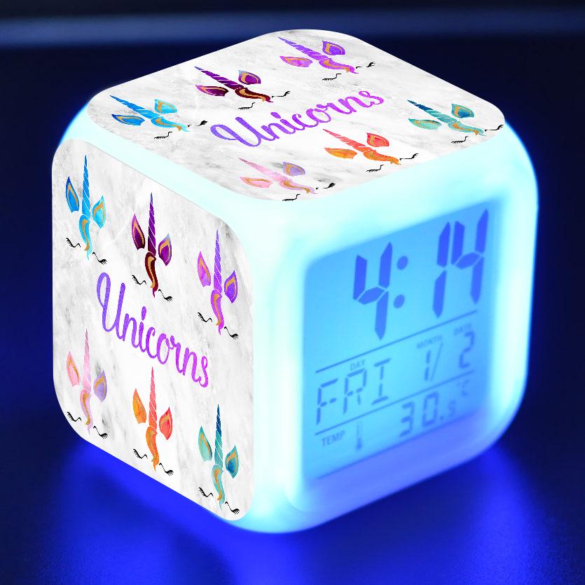 Verfärbung Einhorn Wecker Kreative Nachtlicht Led Digital Wecker Student Schreibtisch Uhr kinder Geschenke von Joom DACH