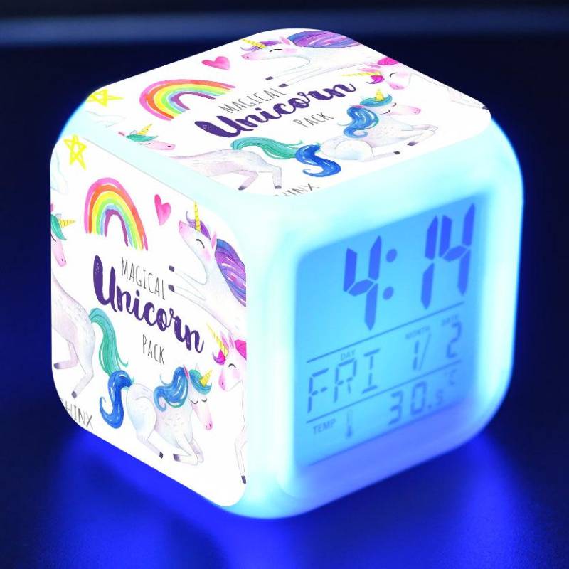 Verfärbung Einhorn Wecker Kreative Nachtlicht Led Digital Wecker Student Schreibtisch Uhr kinder Geschenke von Joom DACH