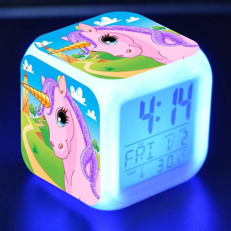 Verfärbung Einhorn Wecker Kreative Nachtlicht Led Digital Wecker Student Schreibtisch Uhr kinder Geschenke von Joom DACH