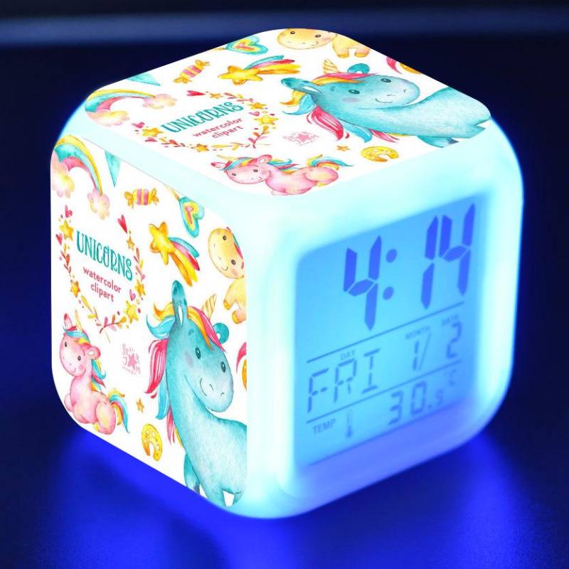 Verfärbung Einhorn Wecker Kreative Nachtlicht Led Digital Wecker Student Schreibtisch Uhr kinder Geschenke von Joom DACH