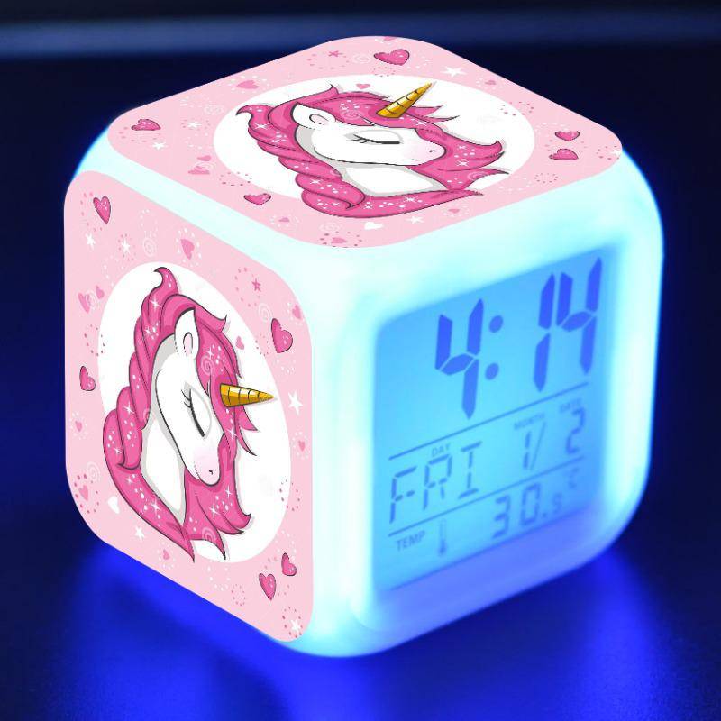 Verfärbung Einhorn Wecker Kreative Nachtlicht Led Digital Wecker Student Schreibtisch Uhr kinder Geschenke von Joom DACH