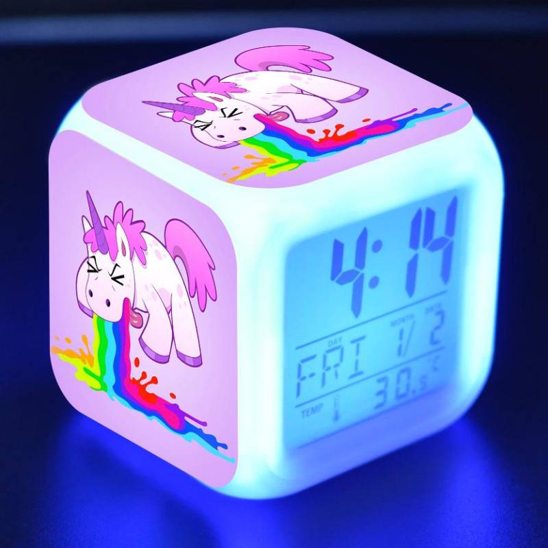 Verfärbung Einhorn Wecker Kreative Nachtlicht Led Digital Wecker Student Schreibtisch Uhr kinder Geschenke von Joom DACH
