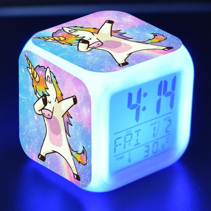 Verfärbung Einhorn Wecker Kreative Nachtlicht Led Digital Wecker Student Schreibtisch Uhr kinder Geschenke von Joom DACH
