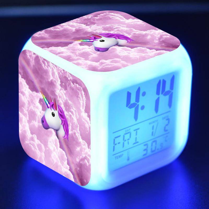 Verfärbung Einhorn Wecker Kreative Nachtlicht Led Digital Wecker Student Schreibtisch Uhr kinder Geschenke von Joom DACH