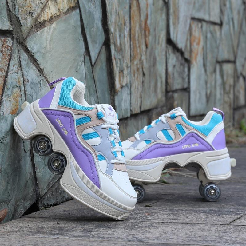 Verformung Schuhe Unsichtbare Vier-Rad Doppel-Reihe Dual-Use-Sport Schuhe Rollschuhe Kinder Rollschuh Schuhe 40 von Joom DACH