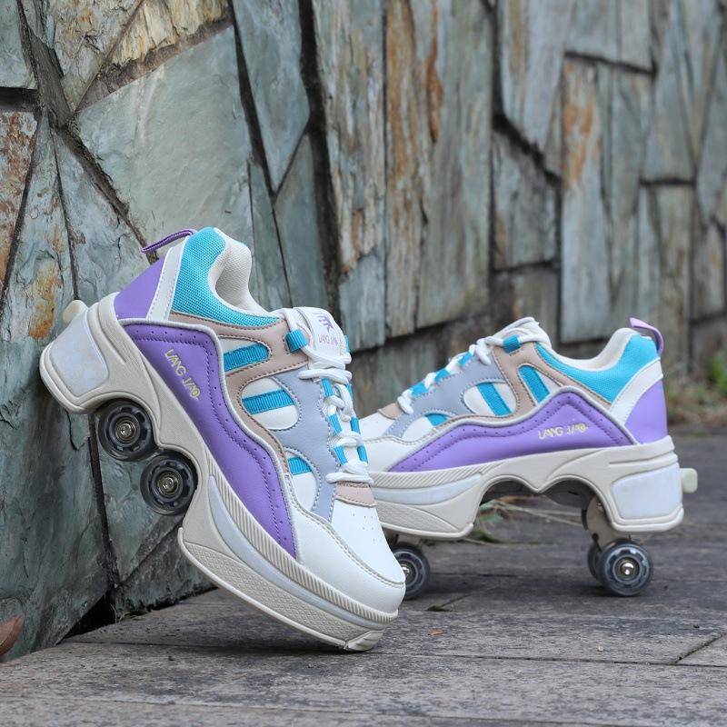 Verformung Schuhe Unsichtbare Vier-Rad Doppel-Reihe Dual-Use-Sport Schuhe Rollschuhe Kinder Rollschuh Schuhe 40 von Joom DACH