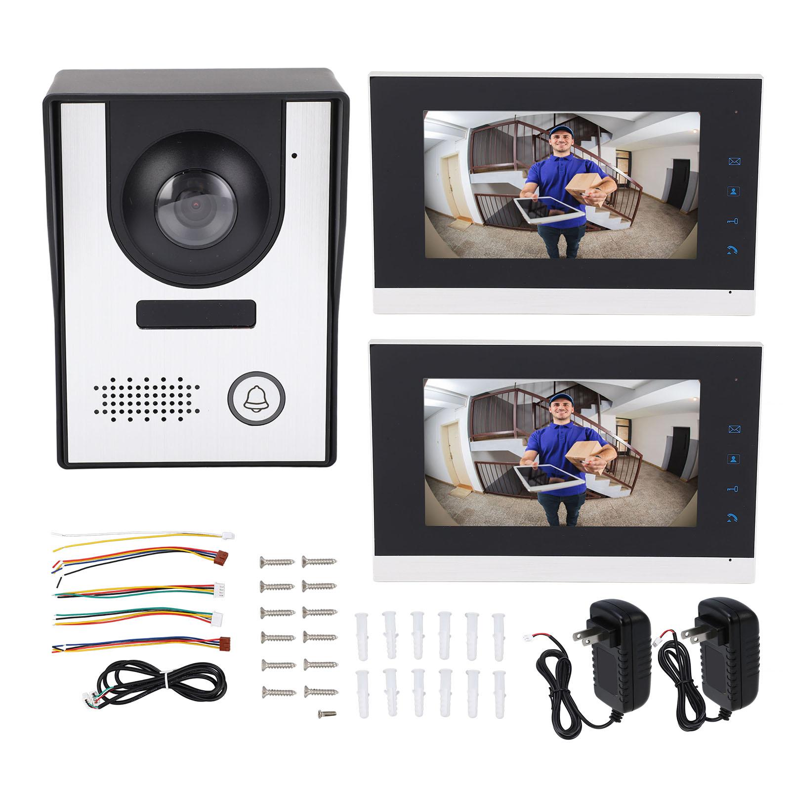 Verkabeltes Video-Türsprechanlagensystem Infrarot-Nachtsicht Fernentriegelung Video-Türsprechanlagenkamera mit 2 Stück 7 von Joom DACH