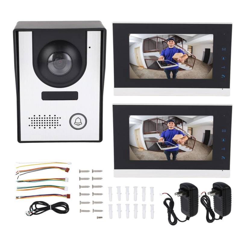 Verkabeltes Video-Türsprechanlagensystem Infrarot-Nachtsicht Fernentriegelung Video-Türsprechanlagenkamera mit 2 Stück 7 von Joom DACH