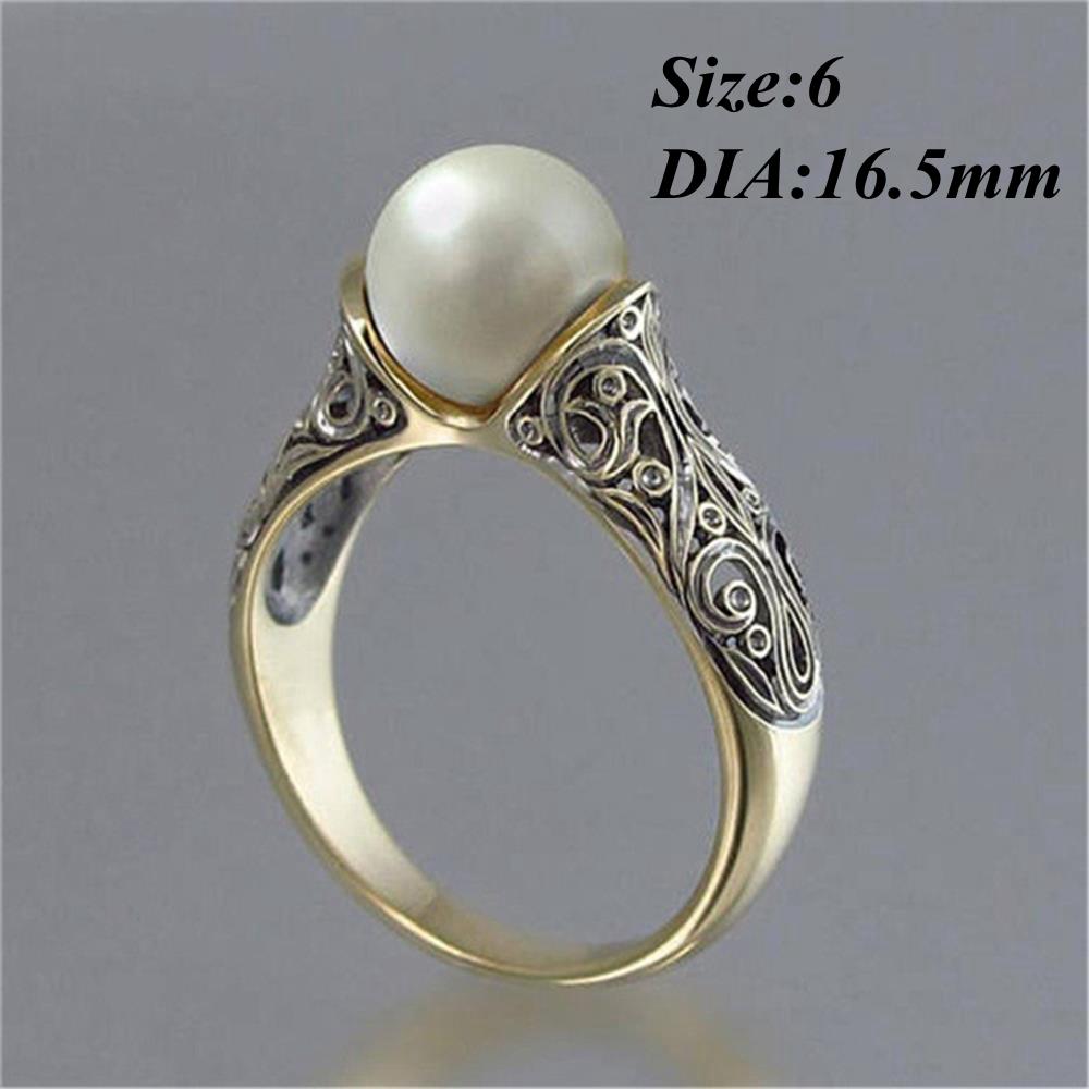 Verlobungsring, Hochzeit, Vintage, 14 Karat Schmuck, Gelbgold vergoldet, weiße Perle 6 von Joom DACH