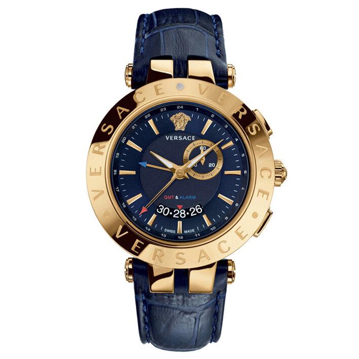 Versace 29G70D282S282 V-Race GMT Alarm Goldlünette Marineblaues Zifferblatt Herrenuhr navy blau von Joom DACH