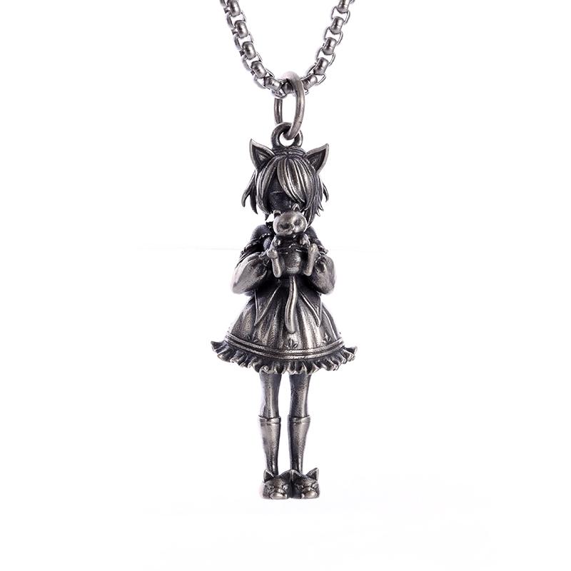 Versilberte Halskette mit Anime-Mecha-Anhänger, schönes Mädchen, Mädchen, für Männer und Frauen, Hip-Hop, Rock, Punk, trendiger Schmuck, Geschenk von Joom DACH