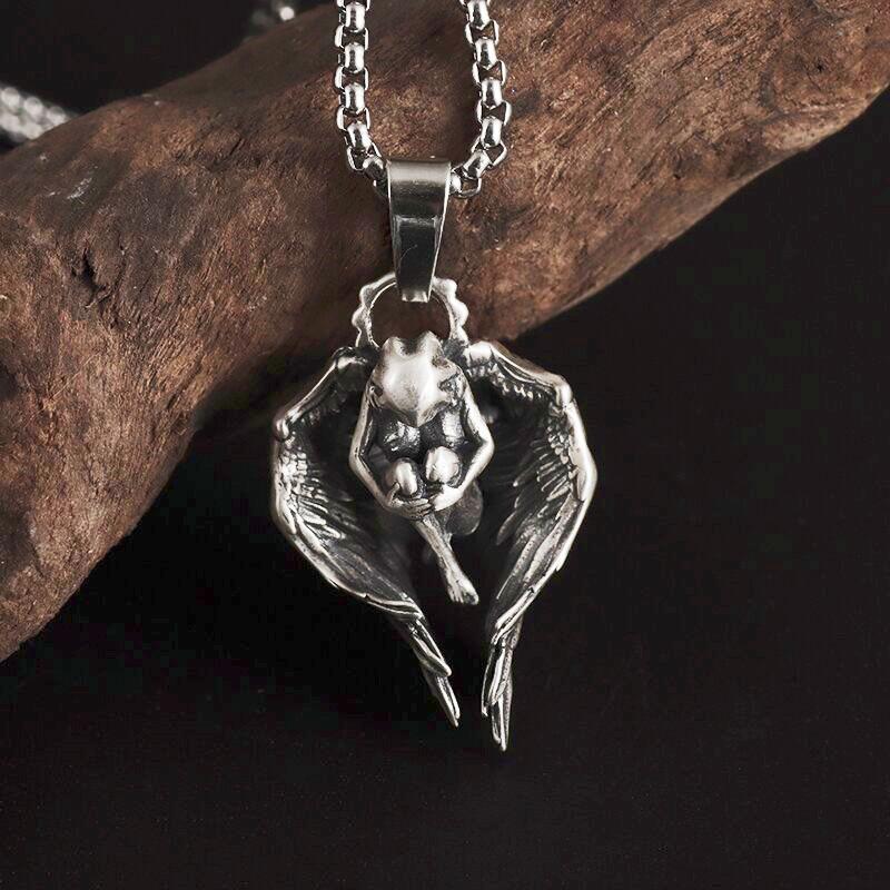 Versilberte Halskette mit Anime-Mecha-Anhänger, schönes Mädchen, Mädchen, für Männer und Frauen, Hip-Hop, Rock, Punk, trendiger Schmuck, Geschenk von Joom DACH