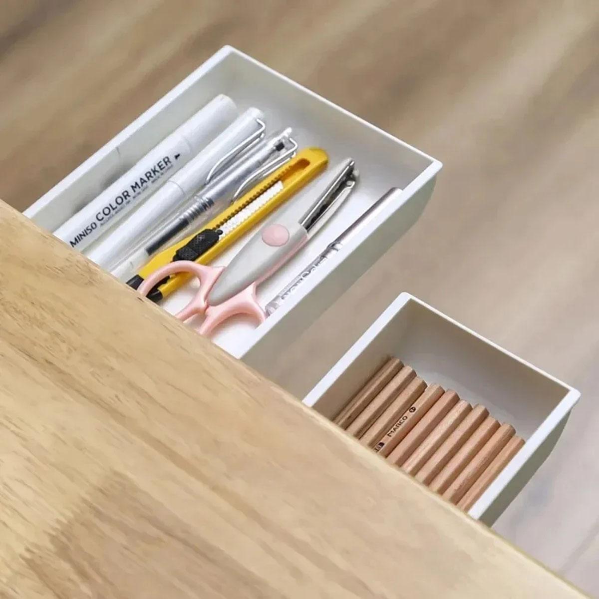Versteckte Aufbewahrungsbox Schreibtisch-Aufbewahrungsschublade Selbstklebender Tischaufbewahrungshalter aus Kunststoff Einfache Kleinigkeiten Kosmetik Schreibwaren-Organizer weiß von Joom DACH