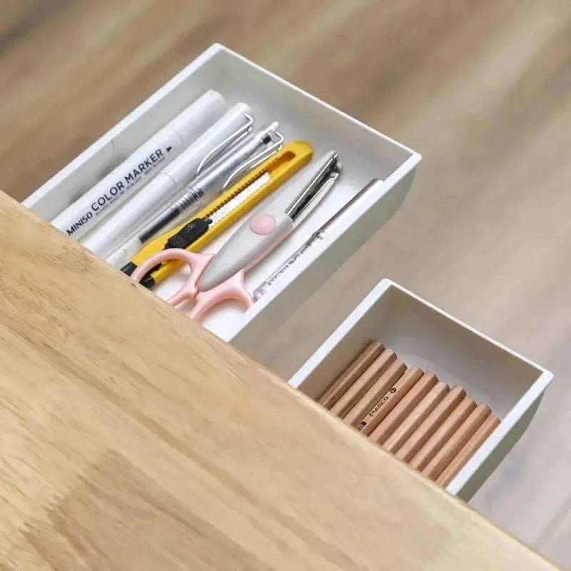 Versteckte Aufbewahrungsbox Schreibtisch-Aufbewahrungsschublade Selbstklebender Tischaufbewahrungshalter aus Kunststoff Einfache Kleinigkeiten Kosmetik Schreibwaren-Organizer weiß von Joom DACH
