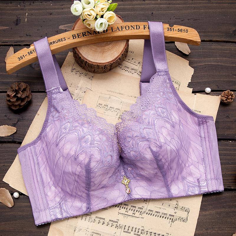 Verstellbarer Push-Up Anti-Hänge BH für Übergrößen 44/100D violett von Joom DACH