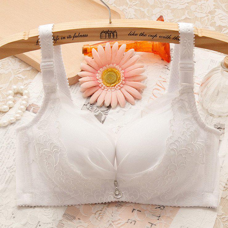 Verstellbarer Push-Up-BH für Damen, nahtlose Push-Up-Unterwäsche, nicht magnetisch, ohne Stahlring, bestickter mitteldicker Spitzen-BH 32/70 von Joom DACH