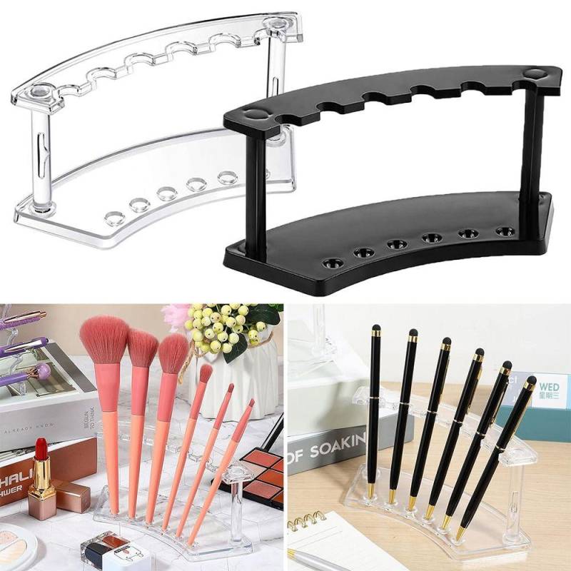 Vertikaler Stifthalter mit 6 Steckplätzen, Kunststoff-Stiftständer, Augenbrauen-Stiftständer, Make-up-Pinsel-Rack-Organizer schwarz von Joom DACH