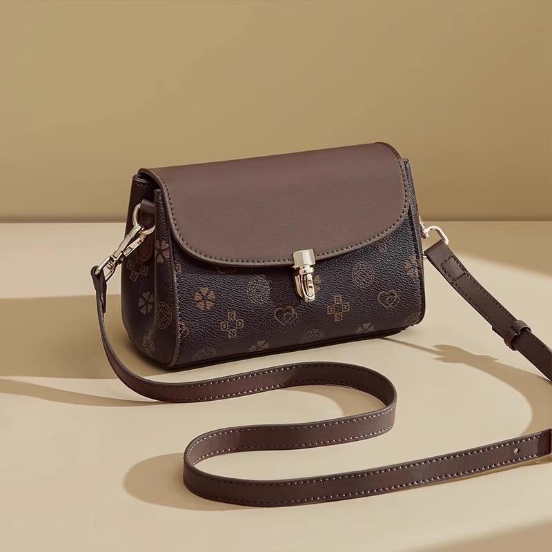 Vielseitige Damen-Umhängetasche, Retro-bedruckte Messenger Bag, Modische und lässige kleine quadratische Tasche für Damen braun von Joom DACH