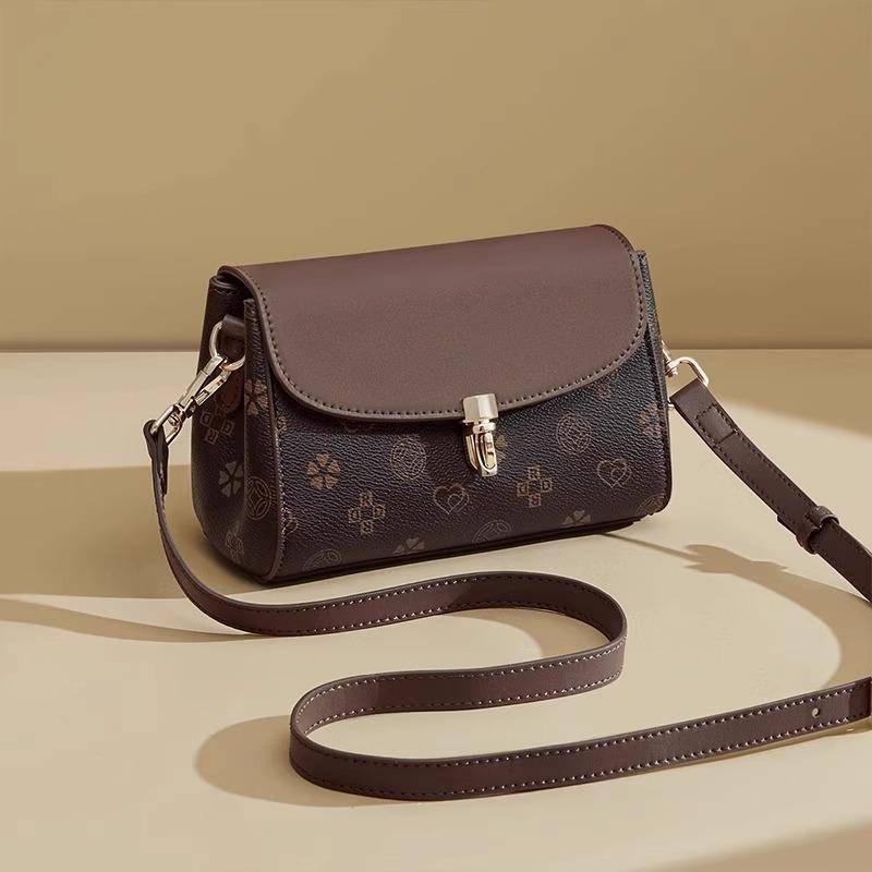 Vielseitige Damen-Umhängetasche, Retro-bedruckte Messenger Bag, Modische und lässige kleine quadratische Tasche für Damen braun von Joom DACH