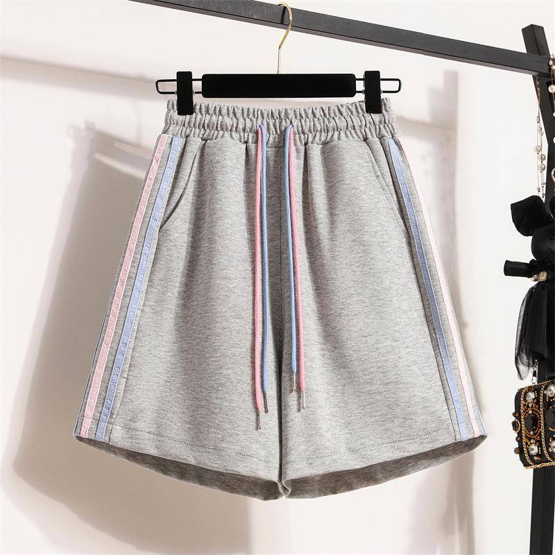 Vielseitige Weitbein-Sportshorts für Damen im Sommer Neu Seitlich kontrastierend Trolley Lässig Laufen 2XL grau von Joom DACH