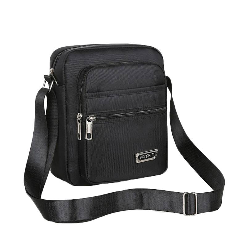 Vierlagige wasserdichte Umhängetasche mit Reißverschluss, einzelne Schultertasche, Business-Tasche, Geldbörse One Size schwarz von Joom DACH