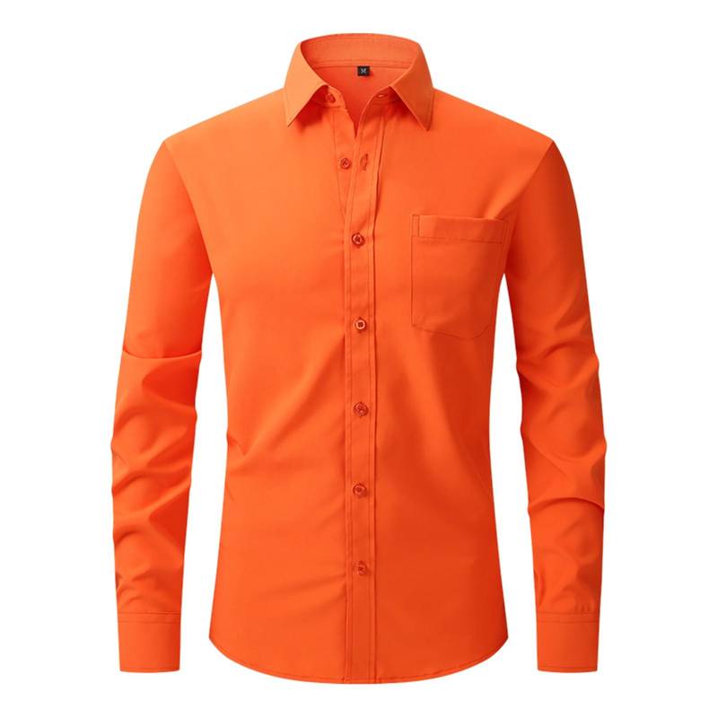 Vierseitiges Stretch-Hemd für Herren, Business-Casual-Langarmshirt XXL orange von Joom DACH
