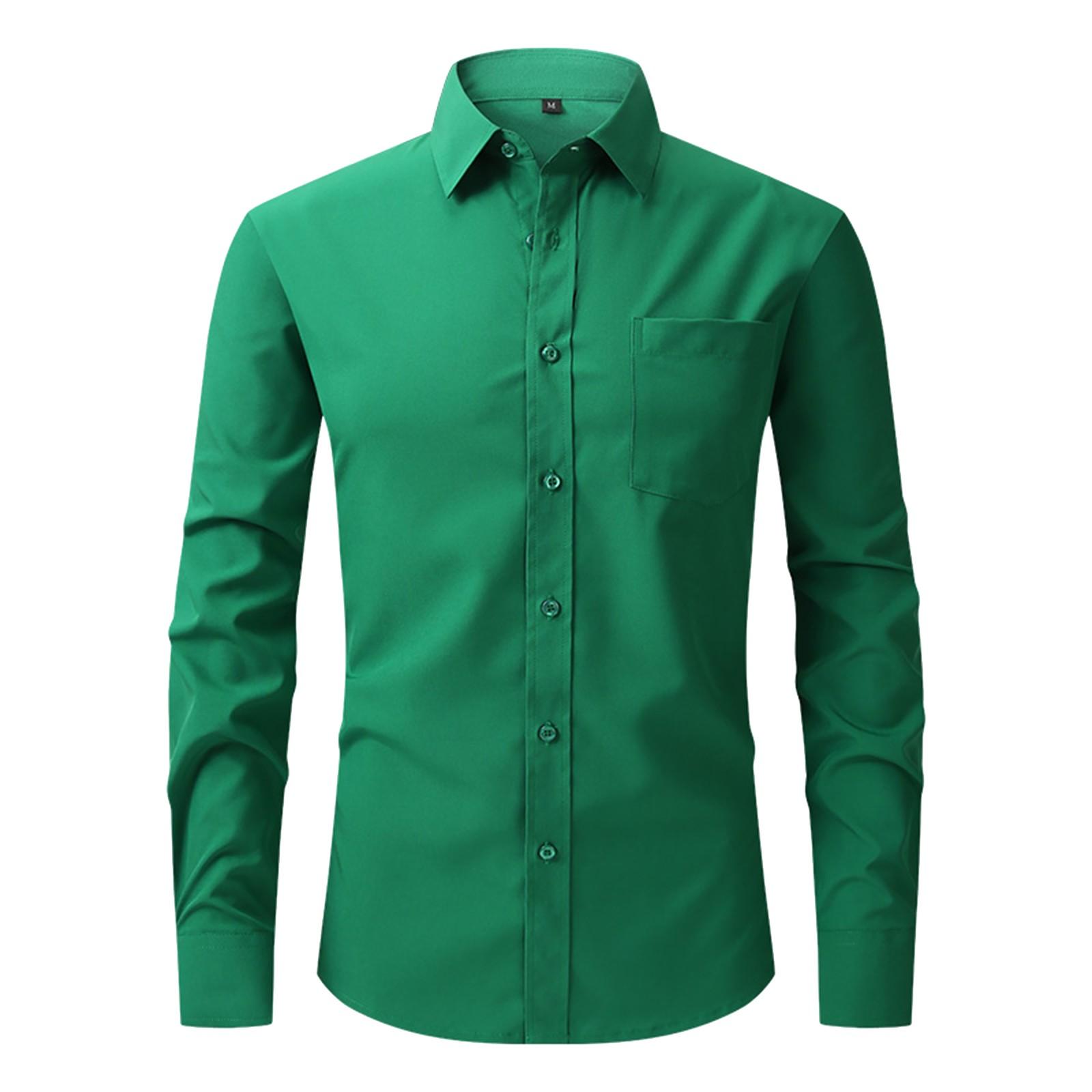 Vierseitiges Stretch-Hemd für Herren, Business-Casual-Langarmshirt XXL grün von Joom DACH