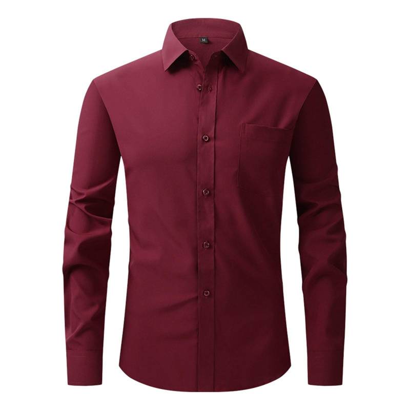Vierseitiges Stretch-Hemd für Herren, Business-Casual-Langarmshirt XXL weinrot von Joom DACH