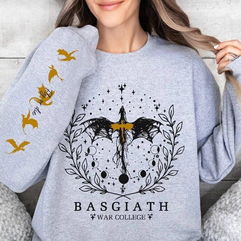 Vierter Flügel Sweatshirt Basgiath War College Sweatshirt Damen Grafik Hoodies Riders Quadrant Fantasy Reader Bookish Pullover Top L graue von Joom DACH