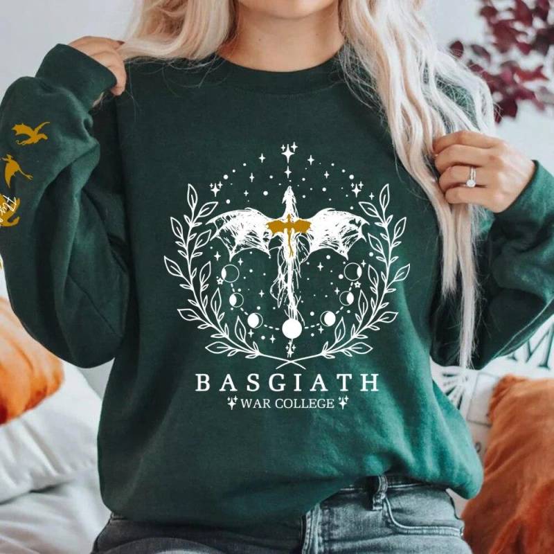 Vierter Flügel Sweatshirt Basgiath War College Sweatshirt Damen Grafik Hoodies Riders Quadrant Fantasy Reader Bookish Pullover Top XXL dunkelgrüne von Joom DACH