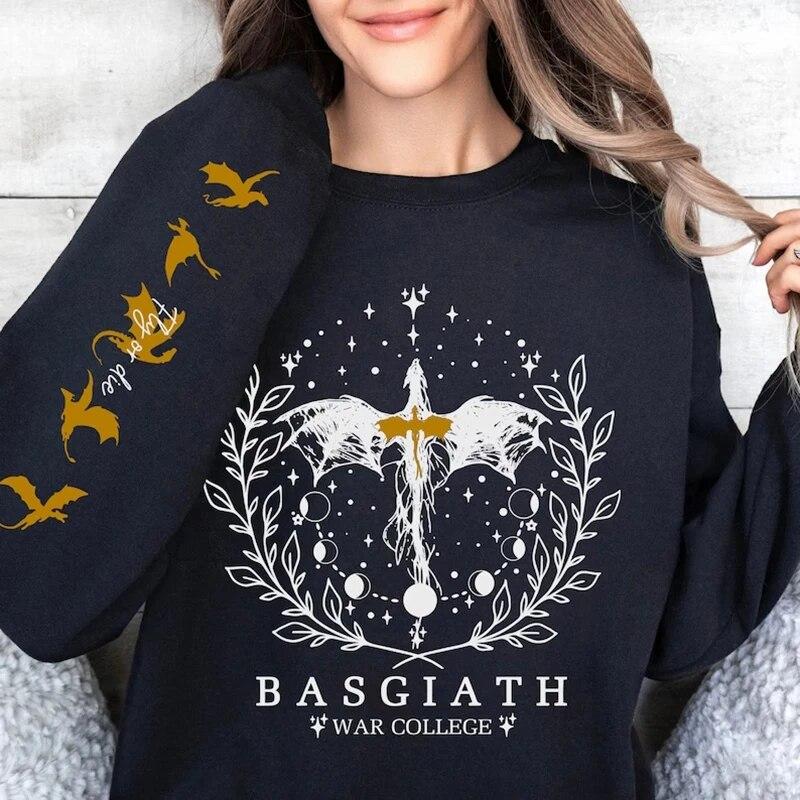 Vierter Flügel Sweatshirt Basgiath War College Sweatshirt Damen Grafik Hoodies Riders Quadrant Fantasy Reader Bookish Pullover Top XXL von Joom DACH