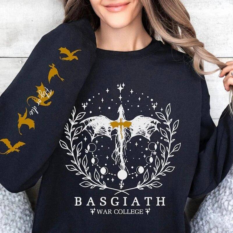 Vierter Flügel Sweatshirt Basgiath War College Sweatshirt Damen Grafik Hoodies Riders Quadrant Fantasy Reader Bookish Pullover Top XXL von Joom DACH