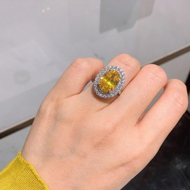 Vintage 100% 925 Sterling Silber Oval 10*14mm Rubin Topas Smaragd Hochzeit Engagement Cubic Zirkon Ring Geschenk Edlen Schmuck frauen Adjustable gelb von Joom DACH