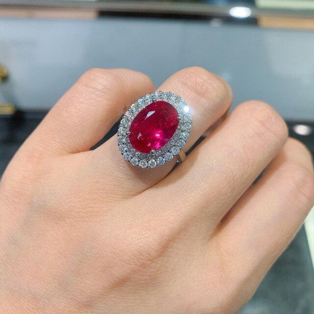 Vintage 100% 925 Sterling Silber Oval 10*14mm Rubin Topas Smaragd Hochzeit Engagement Cubic Zirkon Ring Geschenk Edlen Schmuck frauen Adjustable rot von Joom DACH