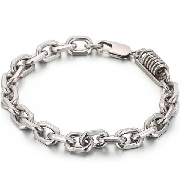 Vintage 8mm breites 316l-Edelstahl-Kettenarmband für Männer am Handgelenk an der Hand Herrenarmbänder Männliches Mannen-Armband Handgefertigter Schmuck 22cm von Joom DACH