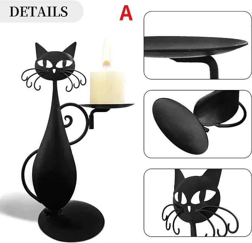 Vintage Schwarze Katze Kerzenständer Heimdekoration Kerzenständer Heim Metall Katze Dekoration Kerzenständer Dekoration Raumdekoration A von Joom DACH