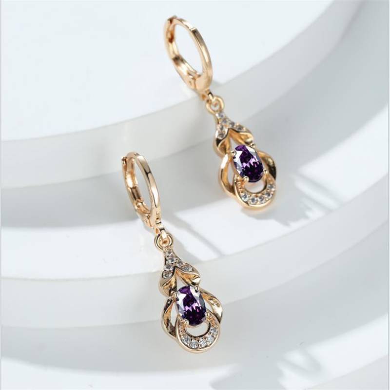 Vintage Bohemian Ethnischen Stil Gold Farbe Wasser Tropfen Ohrringe Oval Cut Mehrfarbige Stein Tropfen Ohrringe Frauen Baumeln Haken Ohrringe Schmuck von Joom DACH