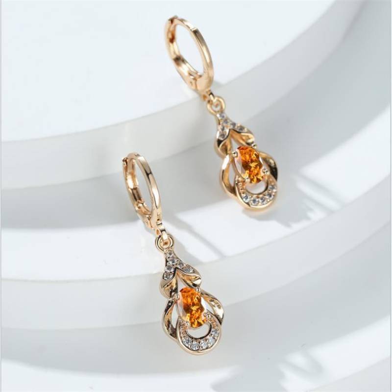 Vintage Bohemian Ethnischen Stil Gold Farbe Wasser Tropfen Ohrringe Oval Cut Mehrfarbige Stein Tropfen Ohrringe Frauen Baumeln Haken Ohrringe Schmuck von Joom DACH