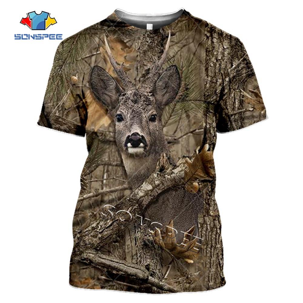 Vintage Camouflage Hunting T-Shirts Animal Print Tees Casual Oversized 3d T-Shirt For Men Streetwear Retro Short Sleeved Top XL von Joom DACH