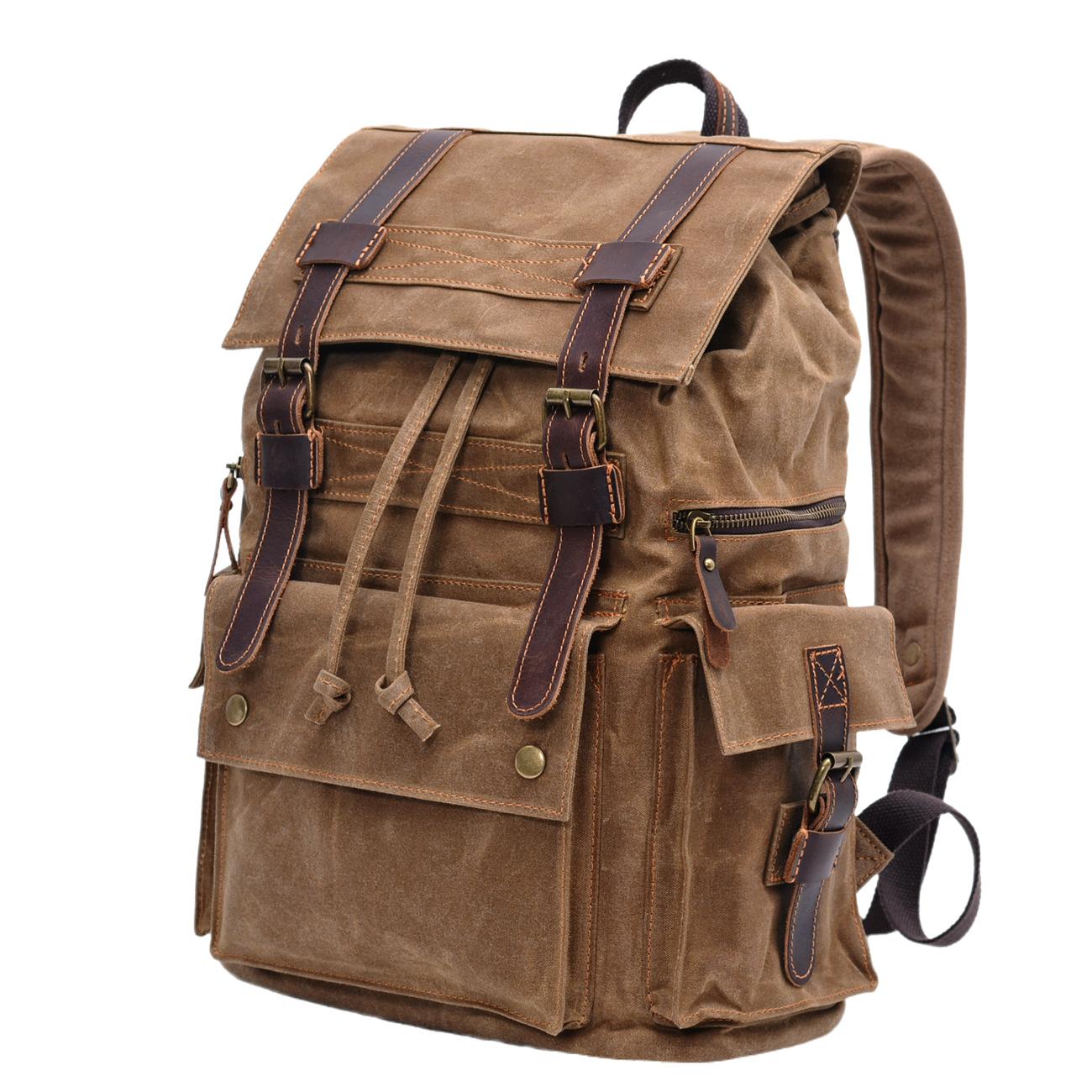 Vintage Canvas Rucksack aus Kunstleder - 15-Zoll Laptop Tragetasche, Academy Schulter-Wanderrucksack von Joom DACH