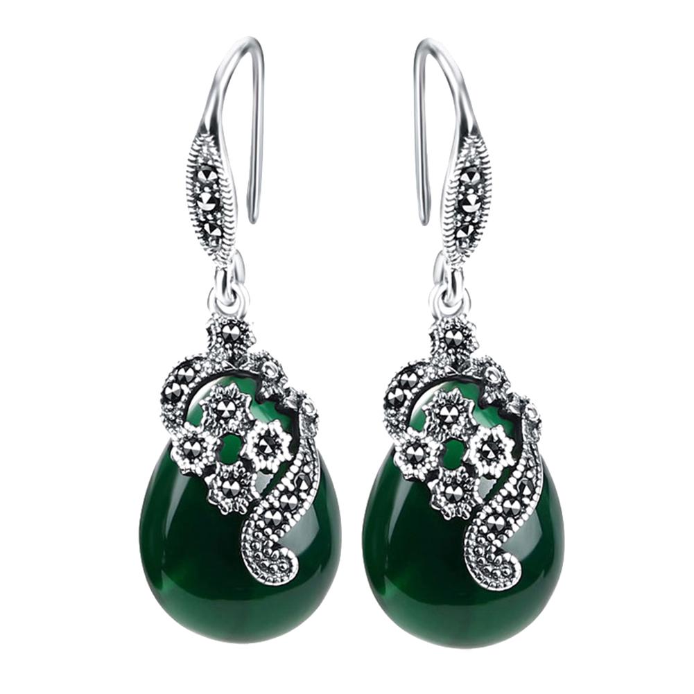 Vintage Damen Faux Smaragd Rubin Wassertropfen Ohrhänger Ohrhänger Schmuck Geschenk Green von Joom DACH